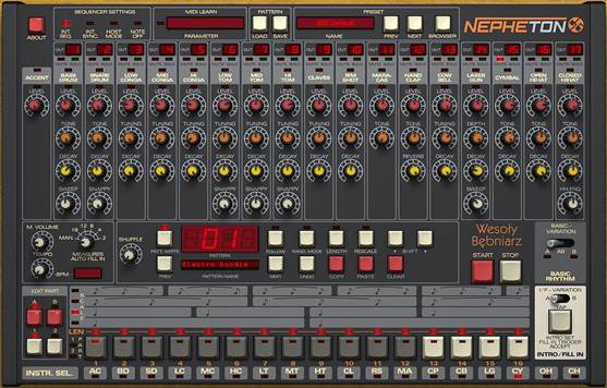 Nepheton includes the 16 main sounds found on the 808, plus one more