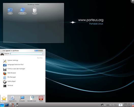 Porteus offers you an option of KDE and LXDE desktop