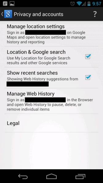 This will display a new option, Manage Web History.
