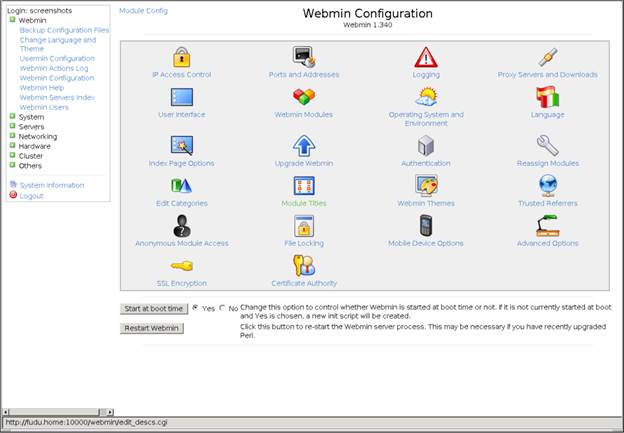 
Webmin’s configuration page
