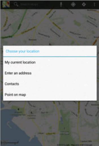 The location of a device can be selected automatically, but there is the option to manually choose a location. Choose from the current location, enter an address or use your contacts.