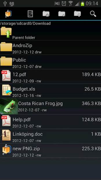 AndroZip gives you full access to files