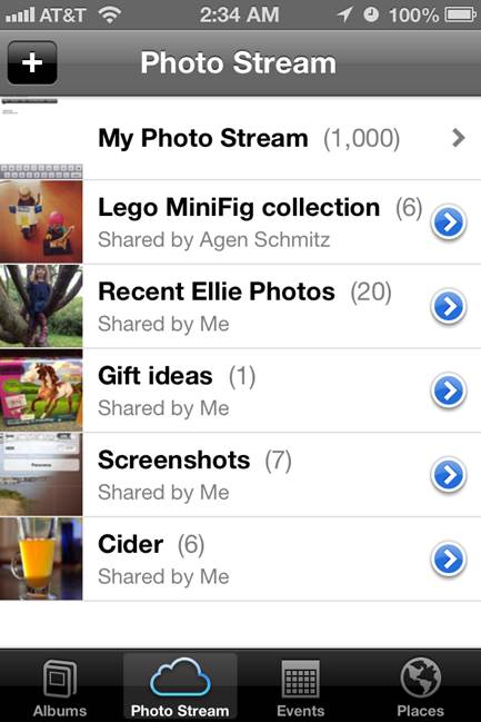 You can share your Photo Streams with family, friends, and even the Web at large, if you’re so inclined
