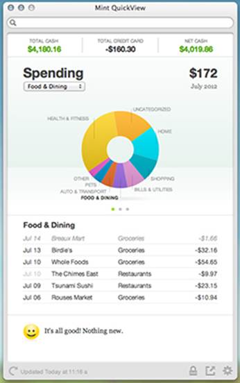 Mint QuickView lets you scope-out all of your essential financial info with a glance.