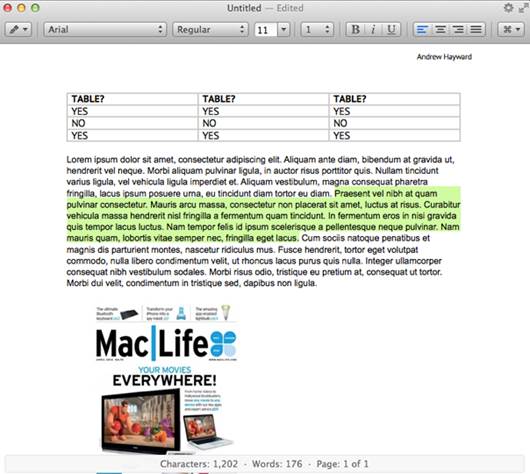 You can create tables with ease, but saving to a Word doc drops the formatting.