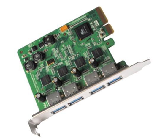 The rocketu Quad USB 3.0 for Mac, a PCI Express card with four USB 3.0 ports