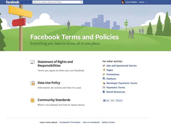 Facebook’s Terms and Policies page keeps you up to date with everything privacy-related