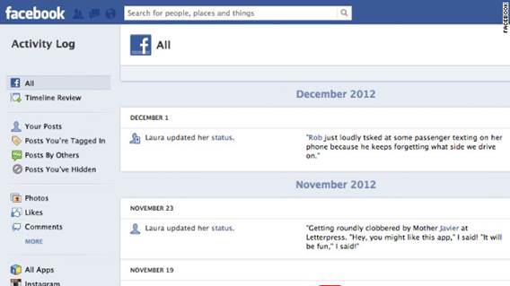 Visit your Facebook Activity Log page to discover ways to deal with unwanted entries