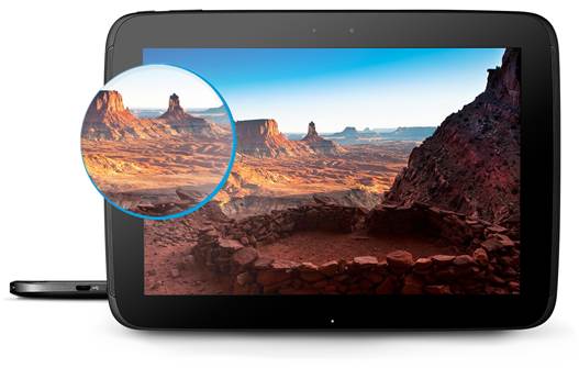 The third- and fourth-gen iPads boast Retina-quality screens, but the Nexus 10 sports an even higher resolution at 2560x1600. 