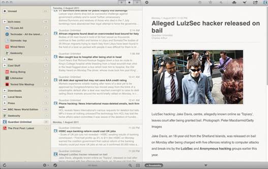 Reeder for Mac sports a clean, minimalistic look