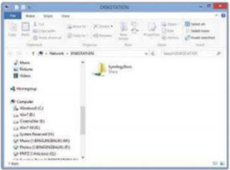 In Windows Vista, 7 and 8, NAS devices are found in the Network section of Windows Explorer