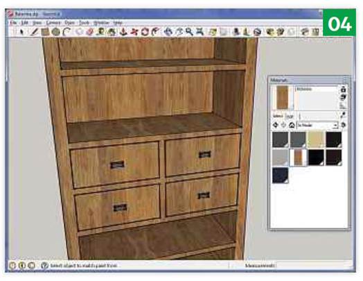 . Click on a material and the Paint Bucket tool is selected, ready to apply to your model. 