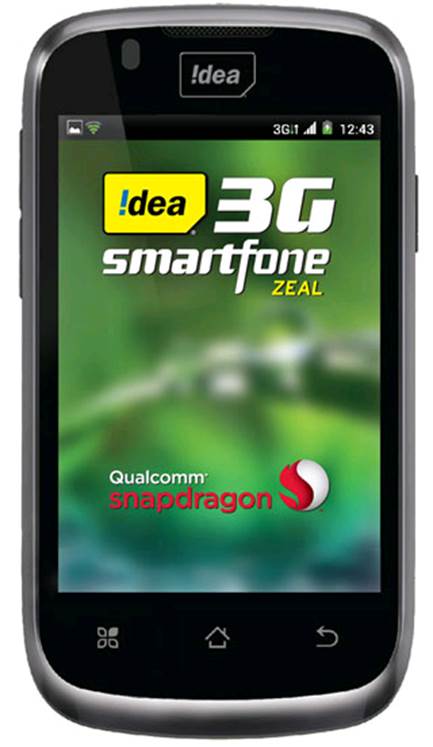 Idea Zeal dual-SIM phone is based on Android platform with 1GHz Qualcomm Snapdragon processor