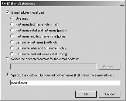 Select options to generate e-mail addresses.
