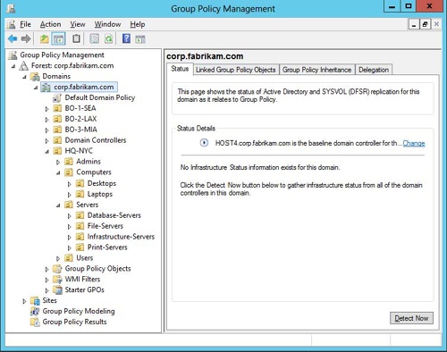 An example of an OU structure designed for Group Policy.