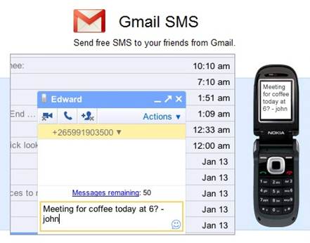 Description: The send SMS tool in Gmail