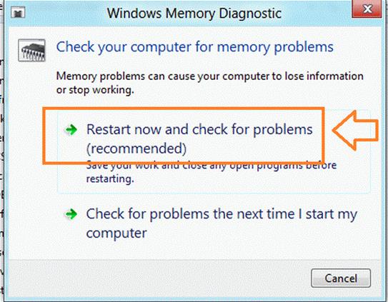 Start Memory Diagnostic Tool in Windows 8