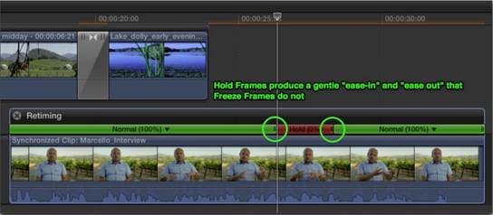 Freeze frames are just like any other clip in your project. 
