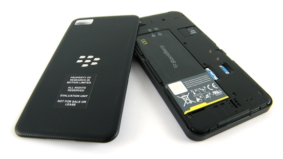 BlackBerry Z10 with battery cover removed