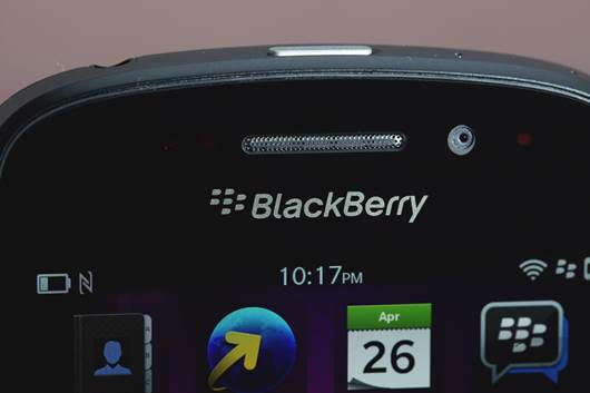 Located above the screen, and above the BlackBerry brand is the earpiece, 2MP front-facing camera and a notification LED