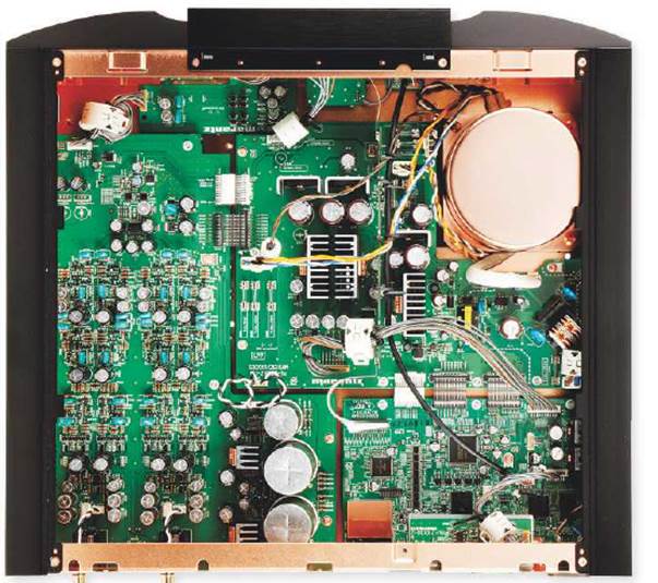  
Mewed from above, the balanced stereo output occupies the entire left-hand board within the NA-11S1 with its multiply regulated PSU occupying the center ground
