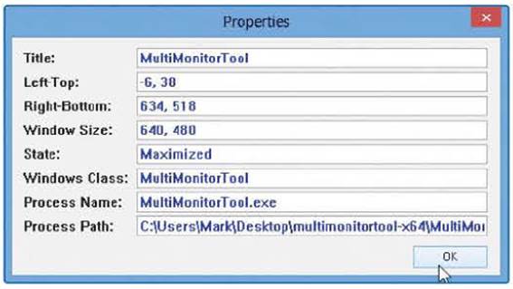 To view details about an individual program or window, right click its entry in the list and select Properties