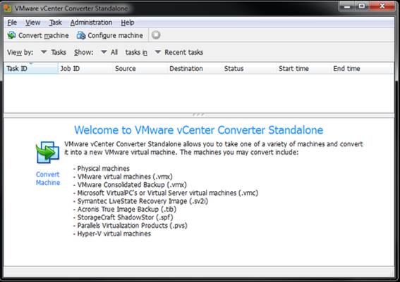 Vcenter converter will display an estimate of how long the creation of the virtual PC is going to take