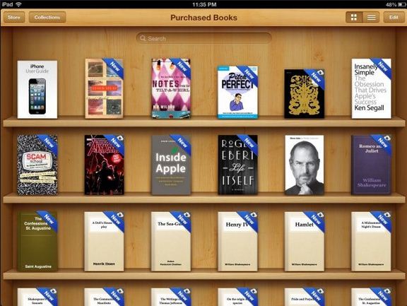 Although the iBooks store and Newsstand allows for periodicals and books to be purchased directly through their respective applications as part of iTunes.