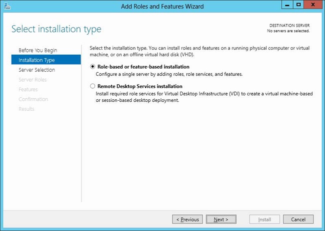 Windows Server 2012 offers two options for installing roles and features.