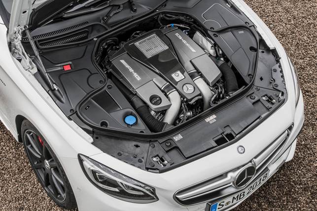 Power for the S63 AMG comes from a twin-turbocharged 5.5-litre V8 engine