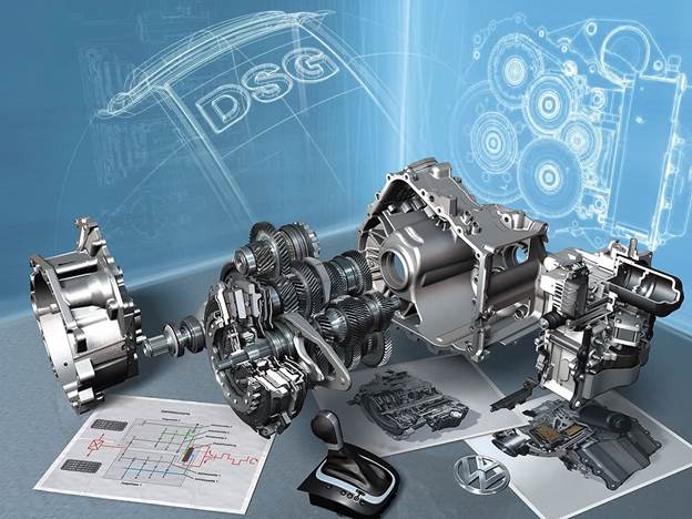VW's direct shift gearbox (DSG) is a 6 speed dual clutch manual-like transmission that automatically shifts. It has internals similar to a manual transmission with a "brain/valve body" called mechatronics which shifts it.