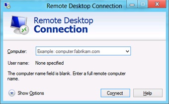 Starting Remote Desktop Connection