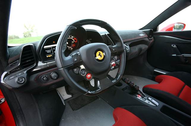 The Ferrari's interior is a very civilised affair with Manettino dial manages gearbox, ABS, suspension, e-diff and stability control functions