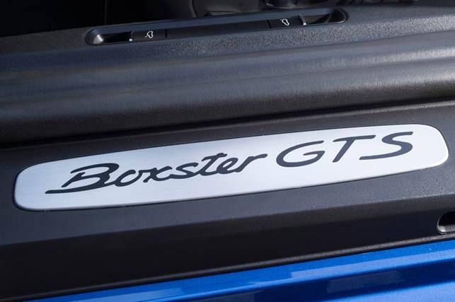 GTS and Boxster badging rendered in black: no shiny chrome lettering here