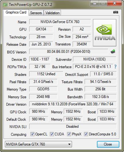 Report about Geforce GTX 760