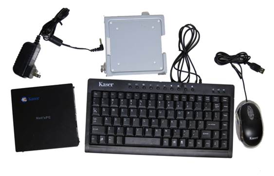 Keyboard and mouse are laptop-sized version.