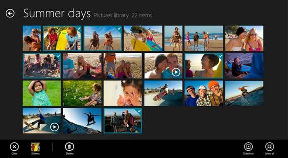 The Windows 8 Photos app takes advantage of this with an image-heavy layout that sucks in pictures from your hard disk alongside 