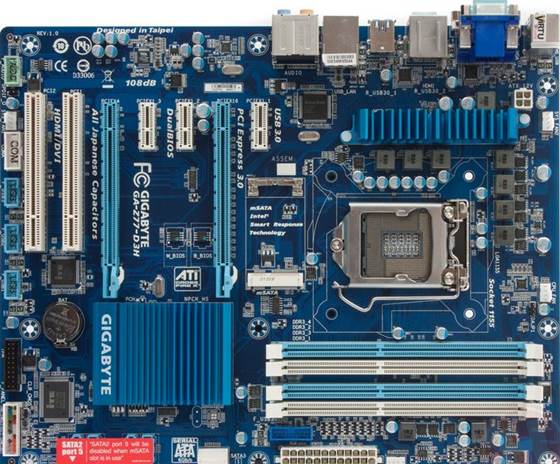 The gigabyte Z77 – D3H is an intriguing motherboard, as it uses a regular ATX form factor and is packed with features, yet it costs a mere $123.