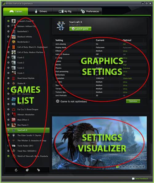 "GeForce Experience" interface