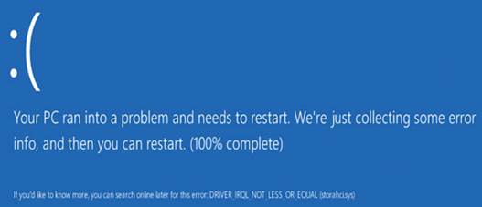 The blue screen of death of Microsoft’s Windows 8 OS