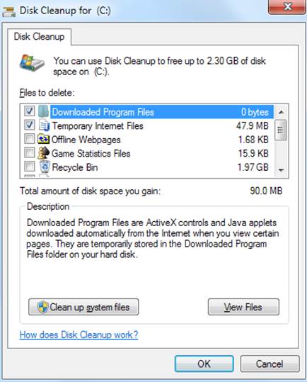 Use Windows’ Disk Cleanup tool to remove unwanted files