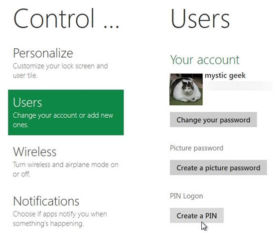 A Pin code can be used to sign in to your account, instead of a password