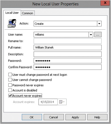 Configure new local user accounts in Group Policy.