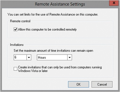 The Remote Assistance Settings dialog box is used to set limits for Remote Assistance.