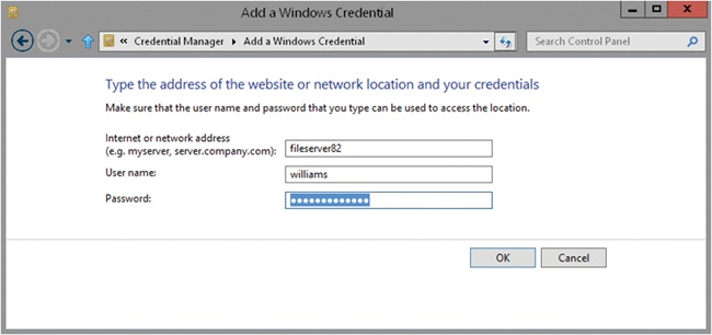 Create the credential entry by setting the necessary logon information.