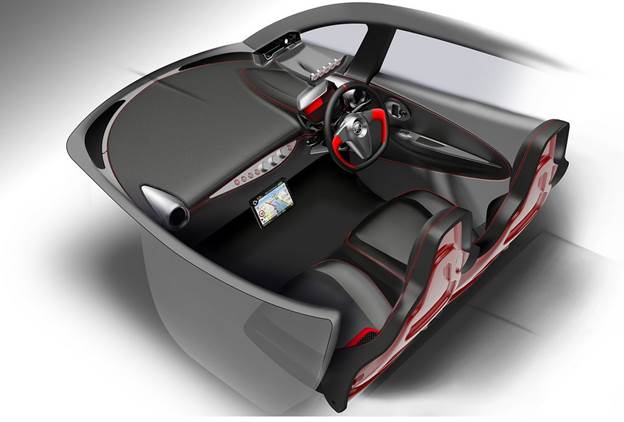 Unlike the three seat layout with a central driving position similar to Murray’s superlative McLaren F1, Yamaha decided to make the Motiv a two seater, using Murray patented thin shell composite seats.
