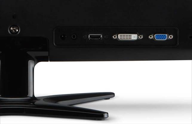 The easy-to-access ports are located on the rear of the monitor