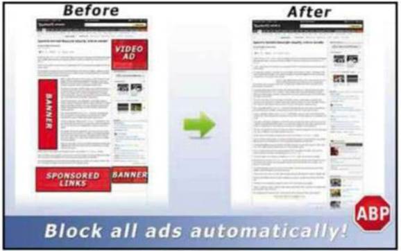Block adverts and many tracking cookies via Adblock