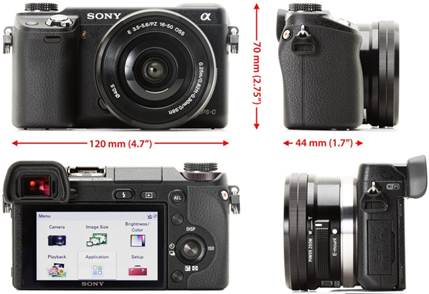 Description: The Sony NEX-6 viewed from four different sides