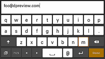 Description: The virtual keyboard on the NEX-6